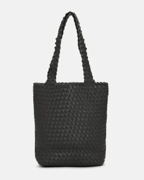 Reversible Mini Woven Tote,  Black /Gunmetal