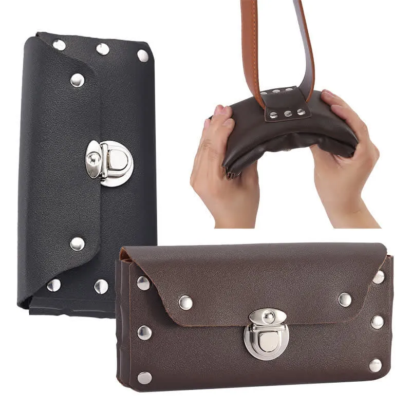 Rivet Decor Button Universal Phone Leather Belt Bag