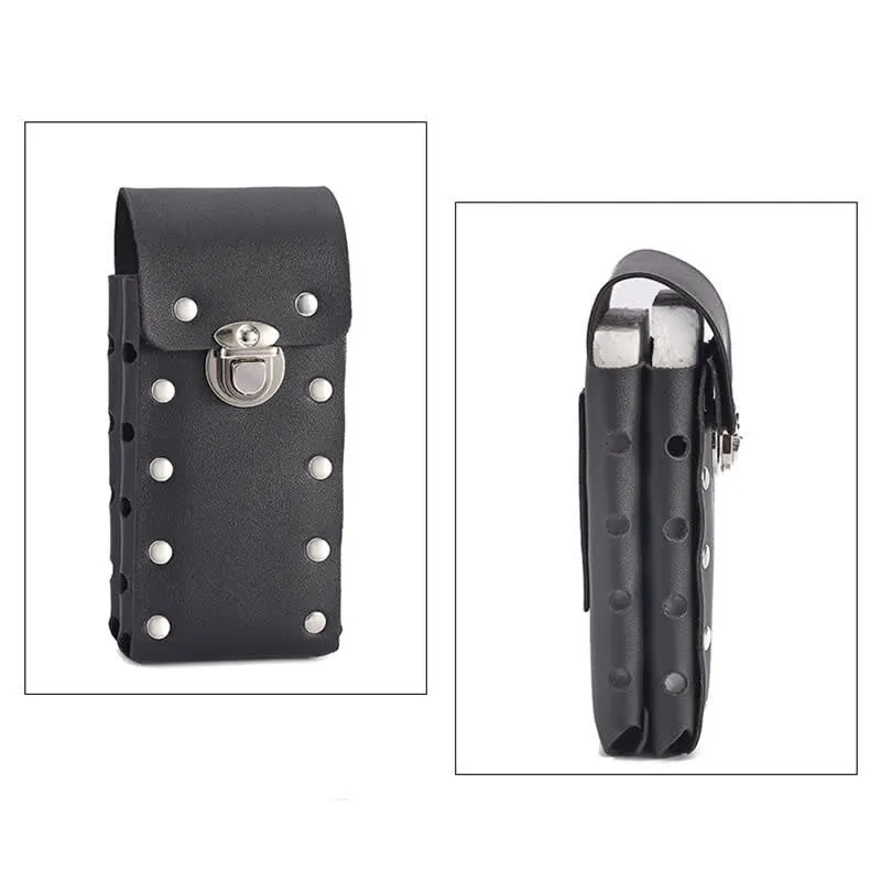 Rivet Decor Button Universal Phone Leather Belt Bag