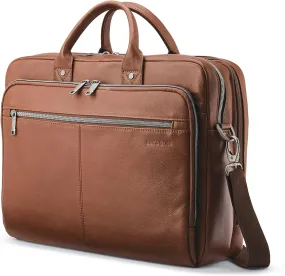 Samsonite Classic Leather Toploader Briefcase, Cognac