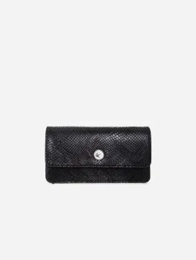 Sara Vegan Leather Chain Wallet Purse | Black