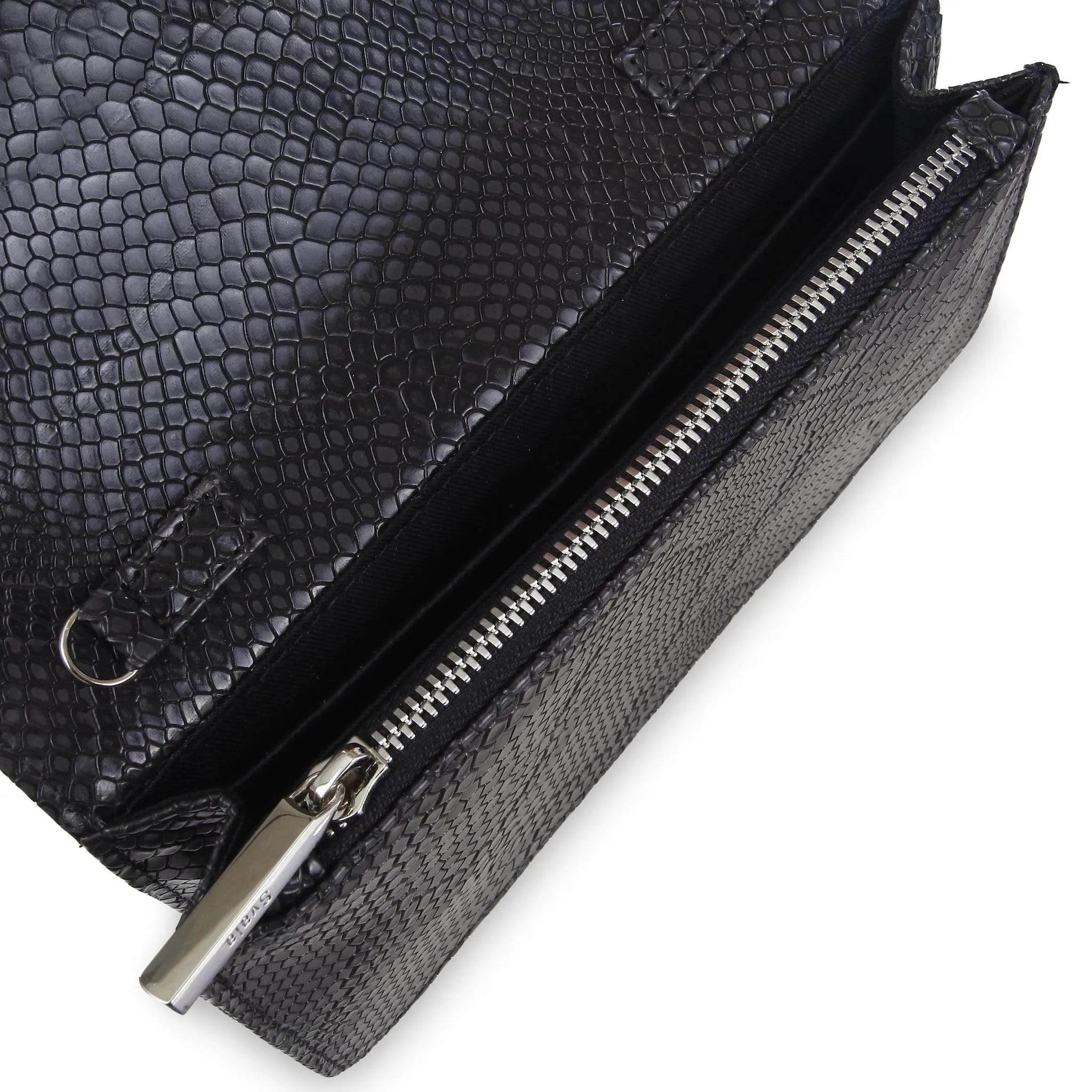 Sara Vegan Leather Chain Wallet Purse | Black