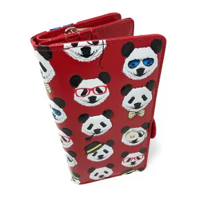 Shagwear Panda Repeat Large Red Zipper Wallet