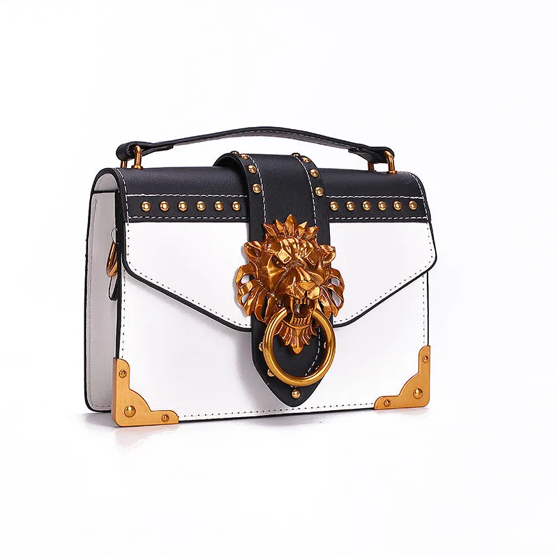 Shoulder Bag Fashion Metal Lion Head Square Pack Crossbody Package