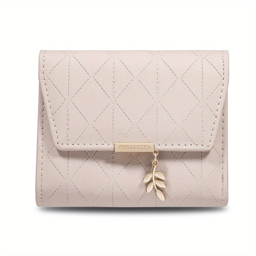 Simple Argyle Pattern Short Wallet, Solid Color Clutch Purse, Women's Classic Credit Card Holder