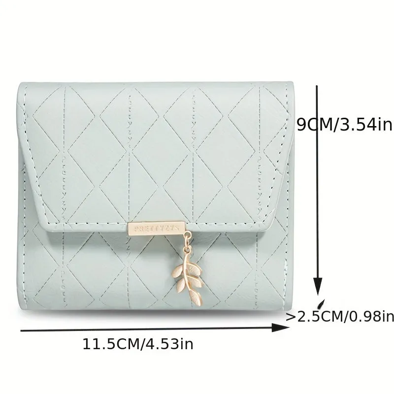 Simple Argyle Pattern Short Wallet, Solid Color Clutch Purse, Women's Classic Credit Card Holder