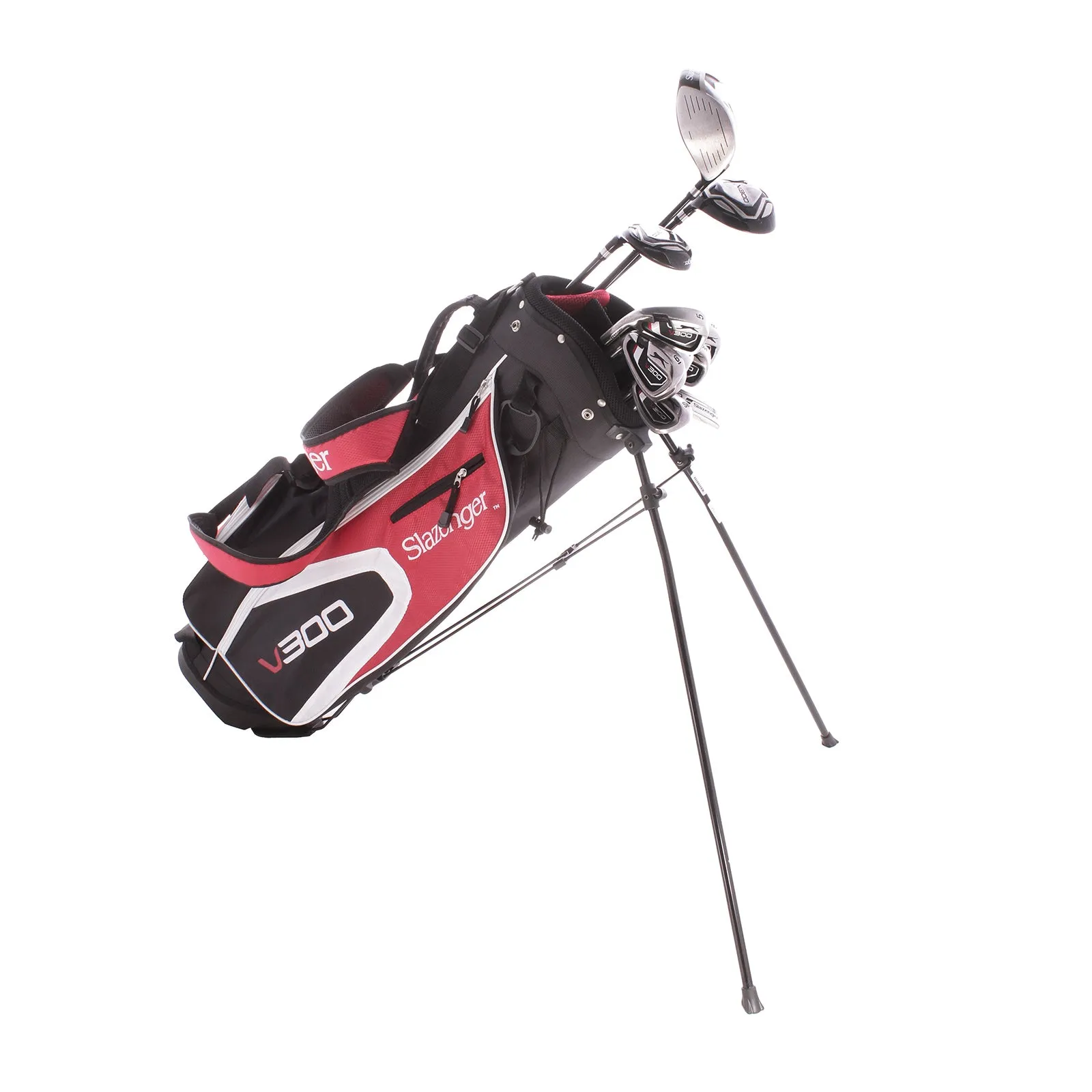 Slazenger V300 Steel Men's Left Hand Driver,3 Wood,4 Hybrid,5-SW Putter Plus Stand Bag Regular - Slazenger