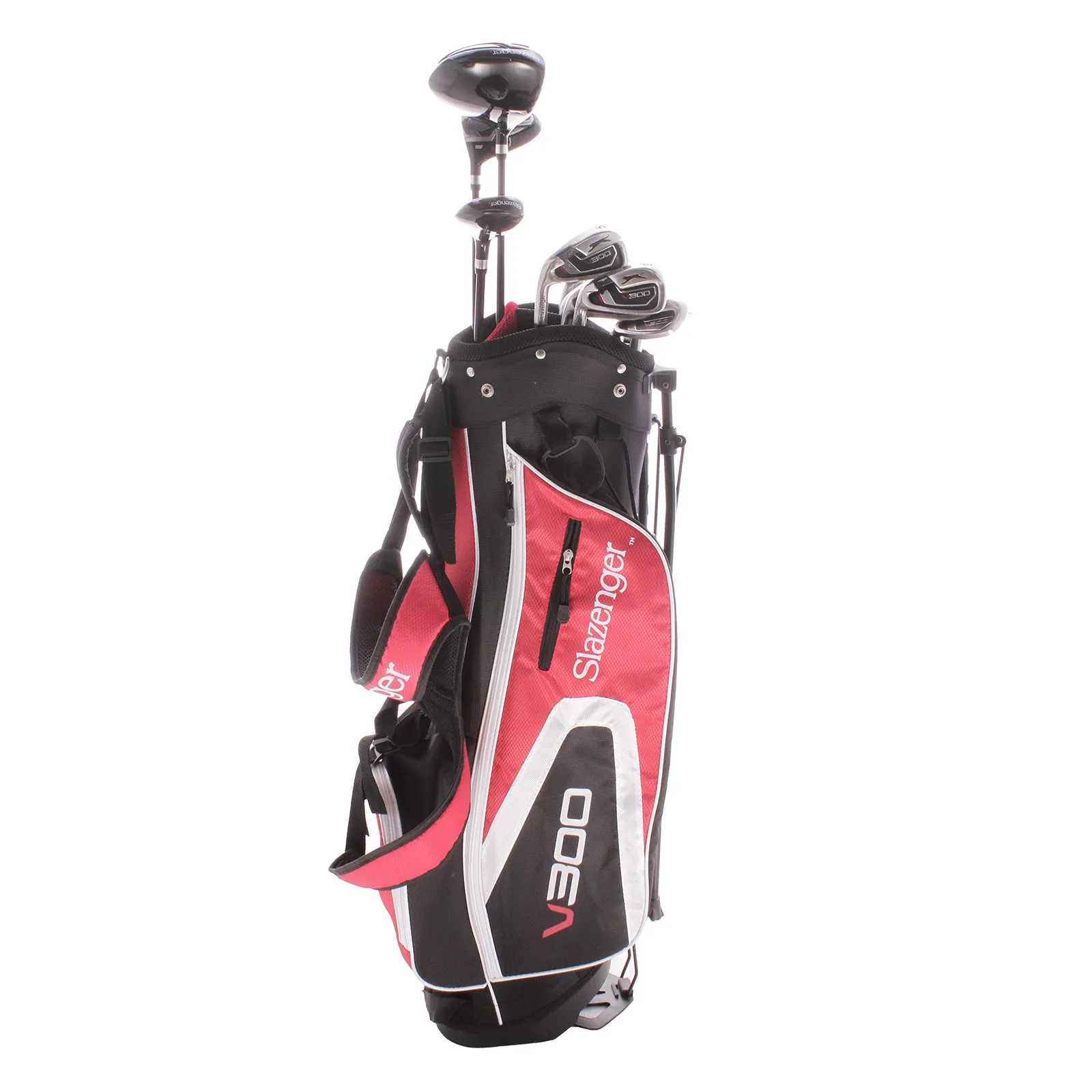 Slazenger V300 Steel Men's Left Hand Driver,3 Wood,4 Hybrid,5-SW Putter Plus Stand Bag Regular - Slazenger