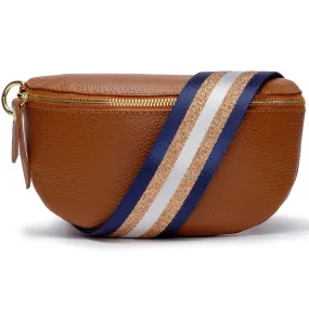 Sling Bag - Tan with Navy Copper Strap