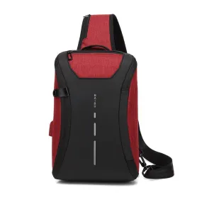 Smart WaterProof Sports Shoulder Bag With USB Port-RED