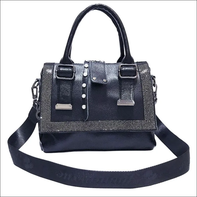 Soft Leather Rhinestone Encrusted Large Handbag for Style and Functionality