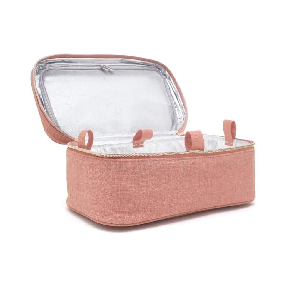 SoYoung Large Raw Linen Makeup Bag Beauty Poche - Muted Clay