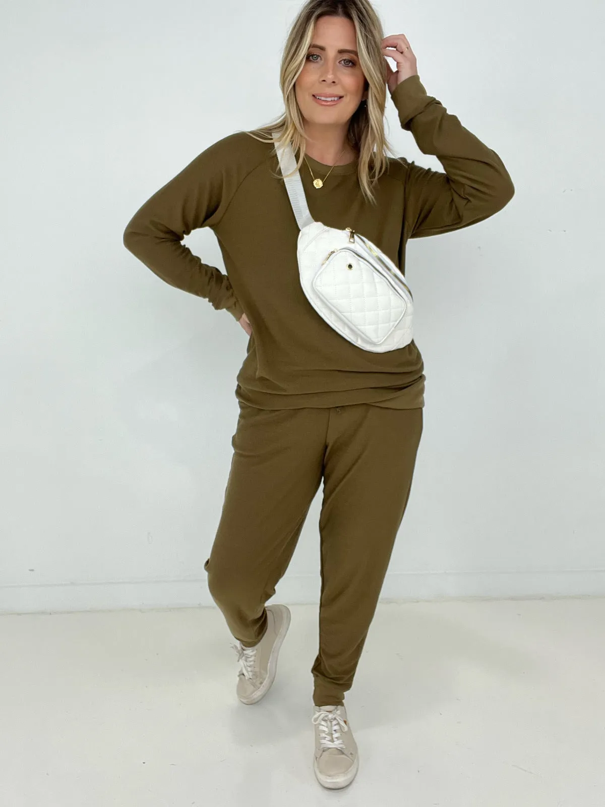 Splendid Reverse Soft French Terry Top & Jogger Set