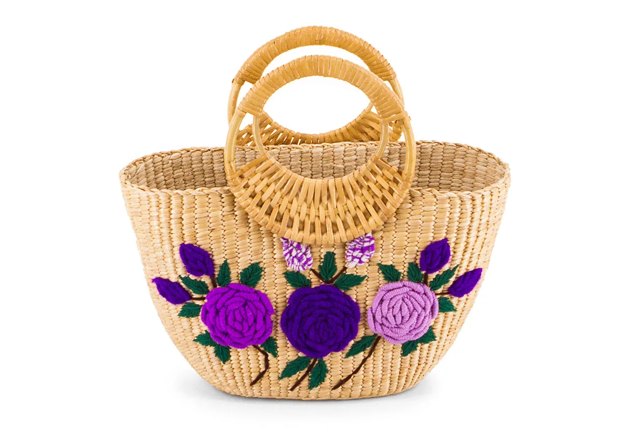 Straw Handbag Pattern Flower