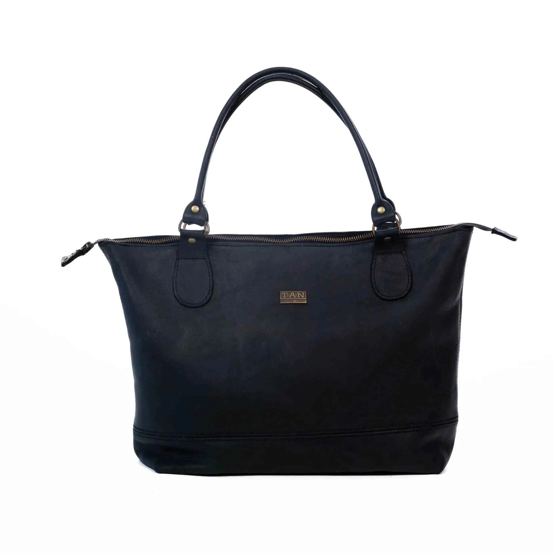 Tan Leather Goods - Daisy Leather Handbag | Black