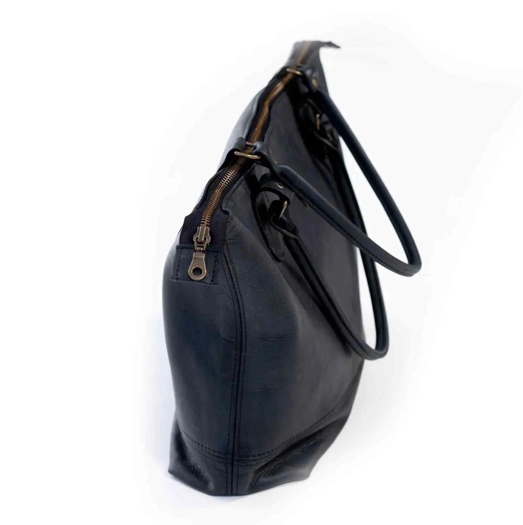 Tan Leather Goods - Daisy Leather Handbag | Black