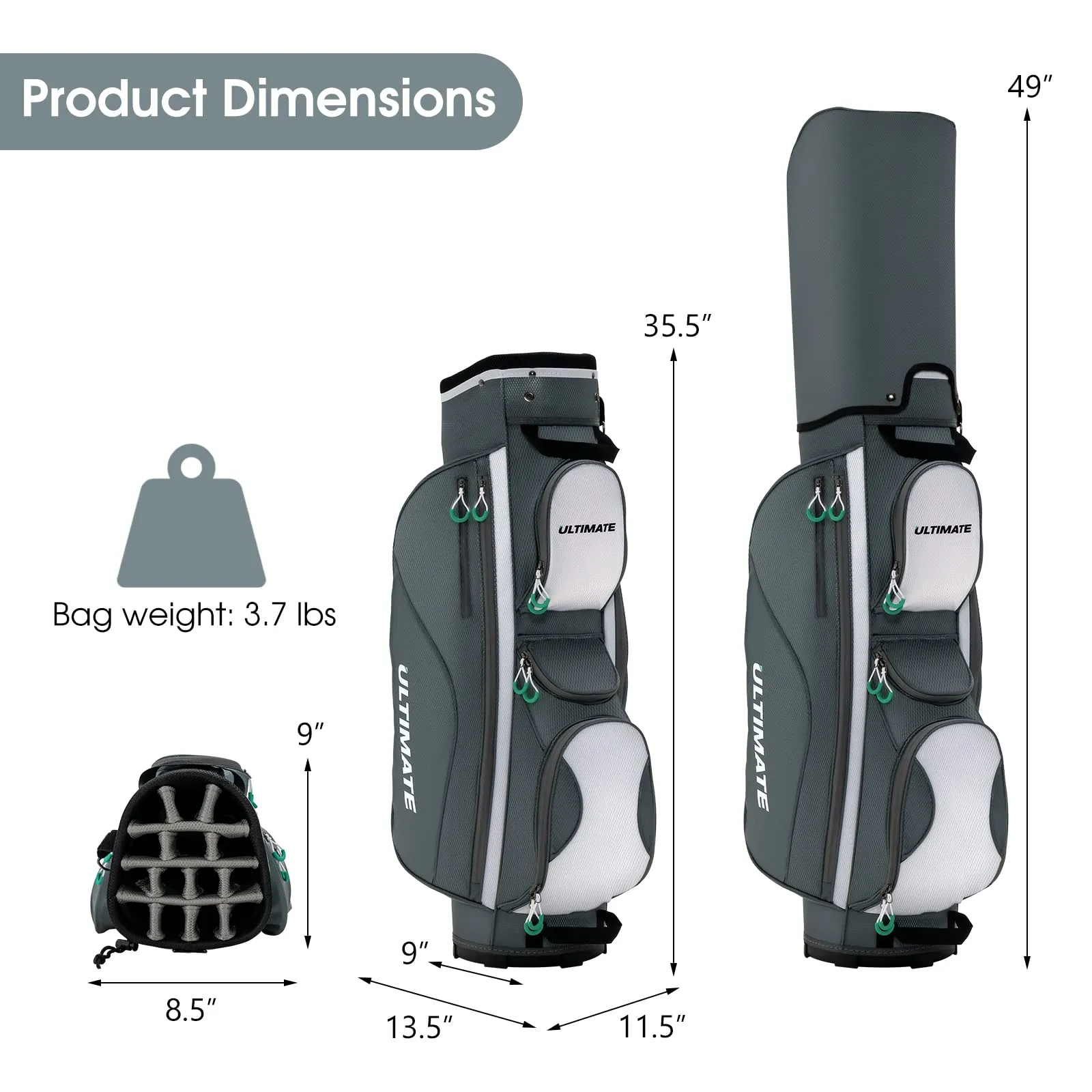 Tangkula Golf Cart Bag with 14 Dividers, Lightweight Golf Cart Bag