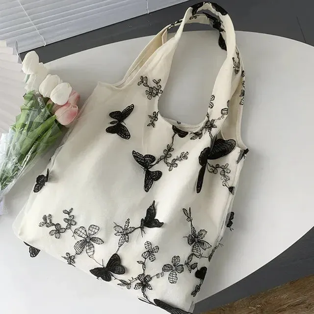 TAVIMART  -  Butterfly Lace Fairy Casual Women Handbags Personality Y2k Harajuku Shoulder Underarm Bag Cute All Match Tote Bags High-capacity