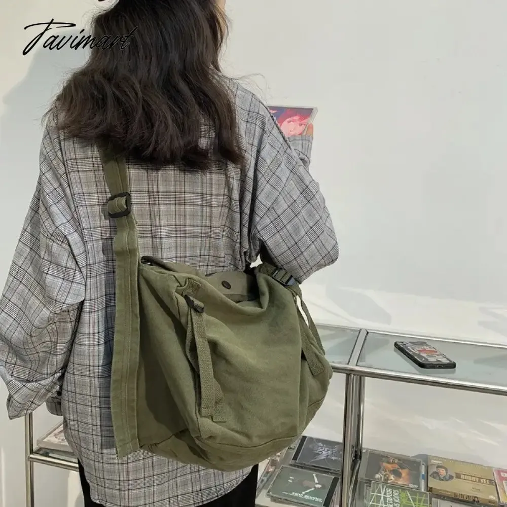 Tavimart Canvas bag student retro casual portable shoulder bag