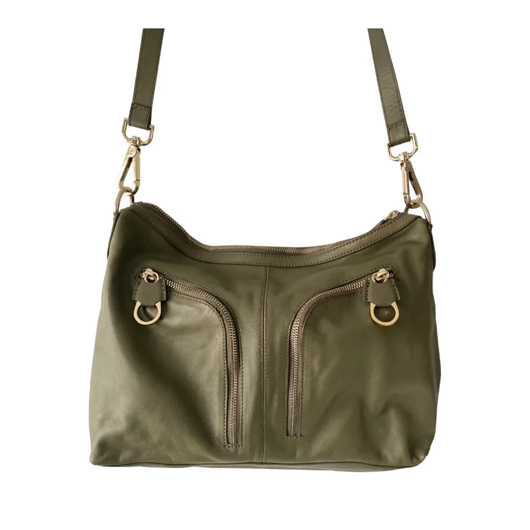 Ted Baker Dara Leather Shoulder Bag Khaki Green