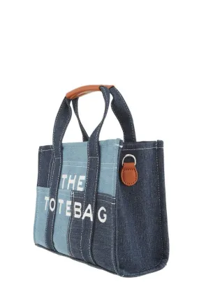 The Medium Denim Crossbody Tote Bag