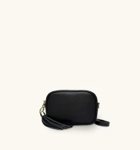 The Mini Tassel Black Leather Phone Bag