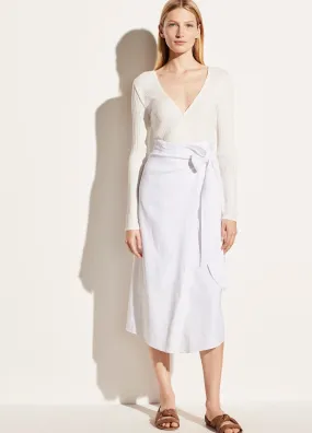 Tie Front Linen Skirt in Optic White