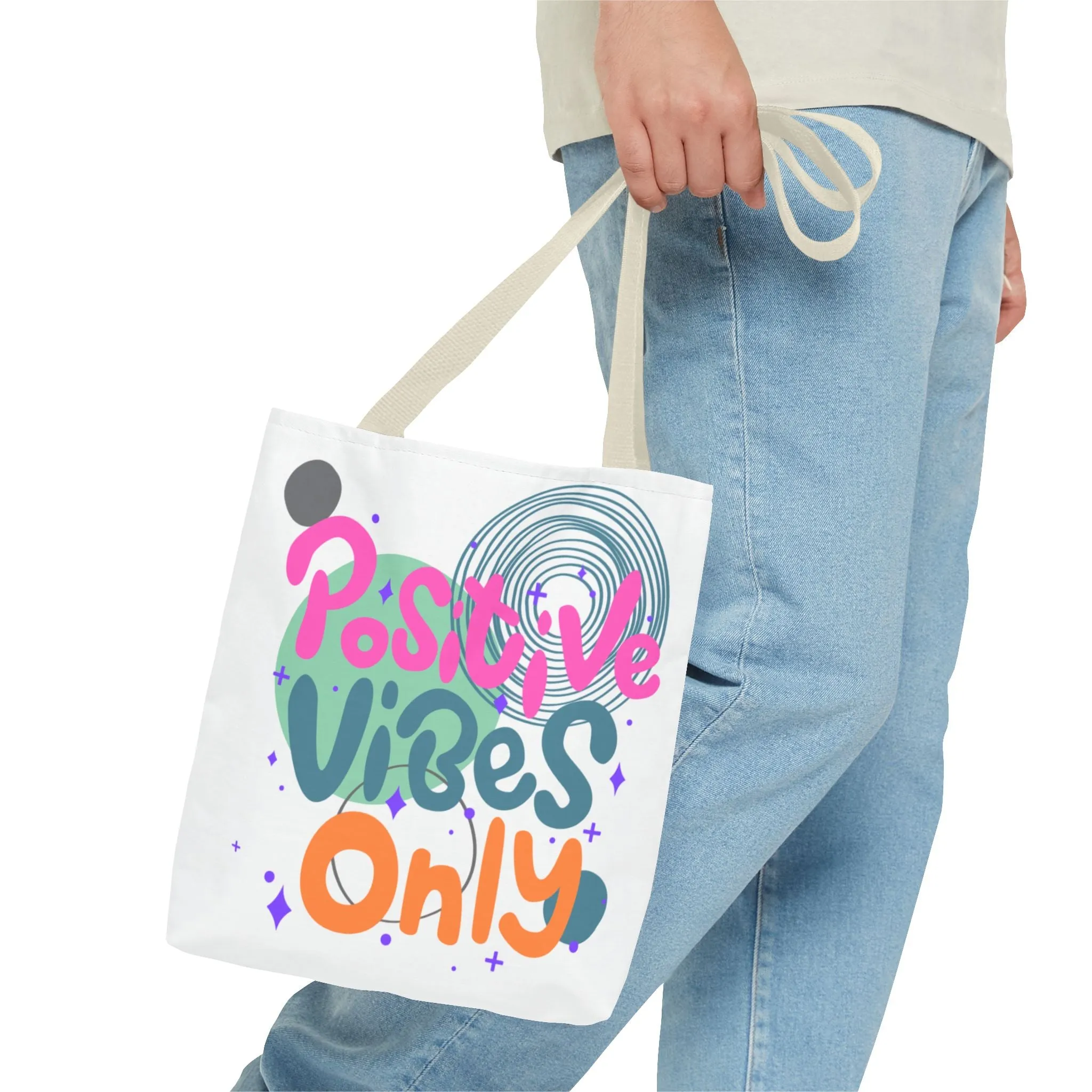 Tote Bag - Positive Vibes Only Whimsical Abstract Design