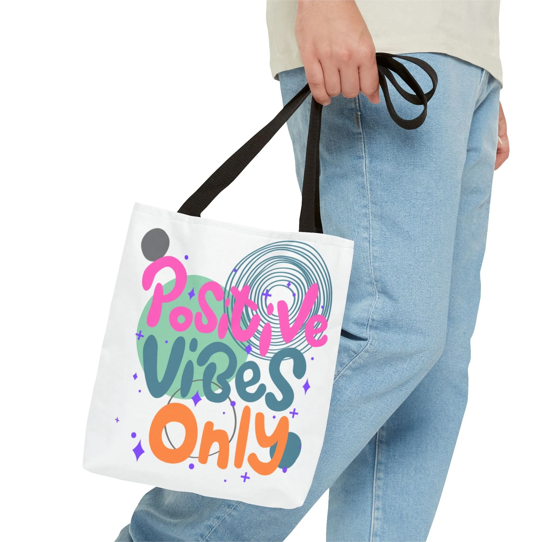 Tote Bag - Positive Vibes Only Whimsical Abstract Design