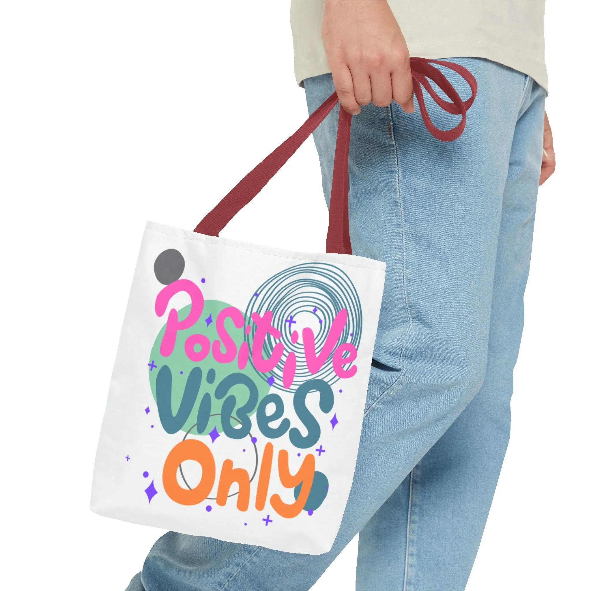 Tote Bag - Positive Vibes Only Whimsical Abstract Design