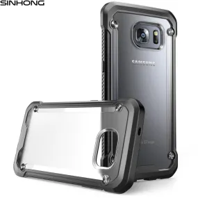 Transparent Armor Shield Shockproof Case For Samsung Galaxy S7 S7 Edge Cover Back Clear Hard Plastic Frosted Soft Silicon Bumper