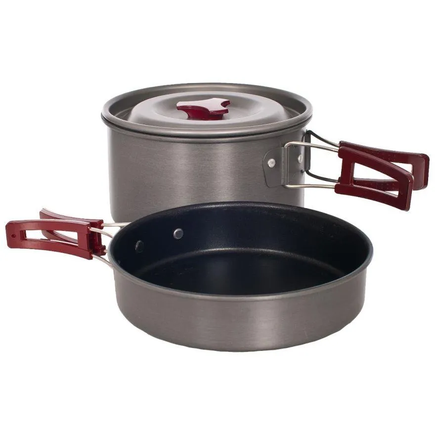 Trespass | Non Stick Camping Pot Frying Pan Set With Lid