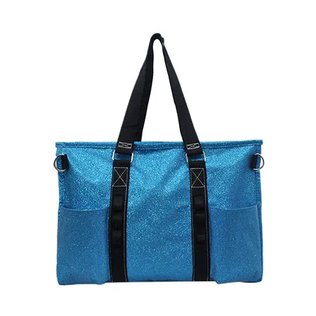 Turquoise Glitter NGIL Zippered Lined Caddy Organizer Tote Bag