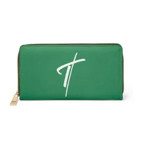 Uniquely You Womens Wallet - Zip Purse / Green & White Cross