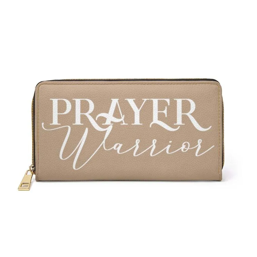 Uniquely You Womens Wallet - Zip Purse / Light Brown & White Prayer Warrior