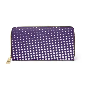 Uniquely You Womens Wallet - Zip Purse / Purple & White Polka Dot