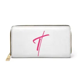 Uniquely You Womens Wallet - Zip Purse / White & Pink Cross