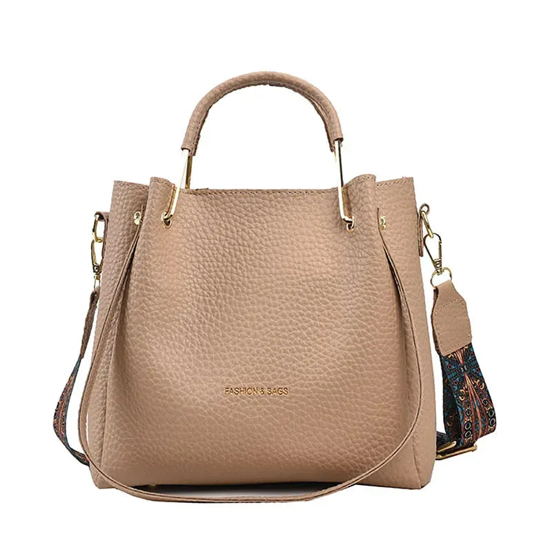 Uniwim High Quality Lychee Leather Fashion Handbag Women 2024 New Large Capacity Single Shoulder Crossbody Bag Casual Commuter Tote Bag