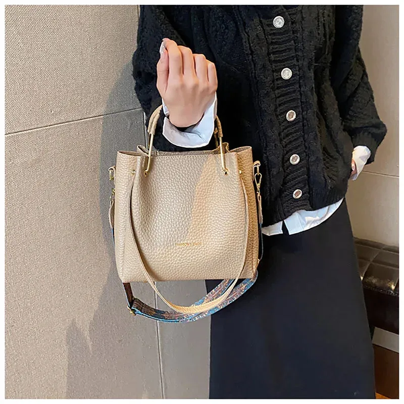 Uniwim High Quality Lychee Leather Fashion Handbag Women 2024 New Large Capacity Single Shoulder Crossbody Bag Casual Commuter Tote Bag