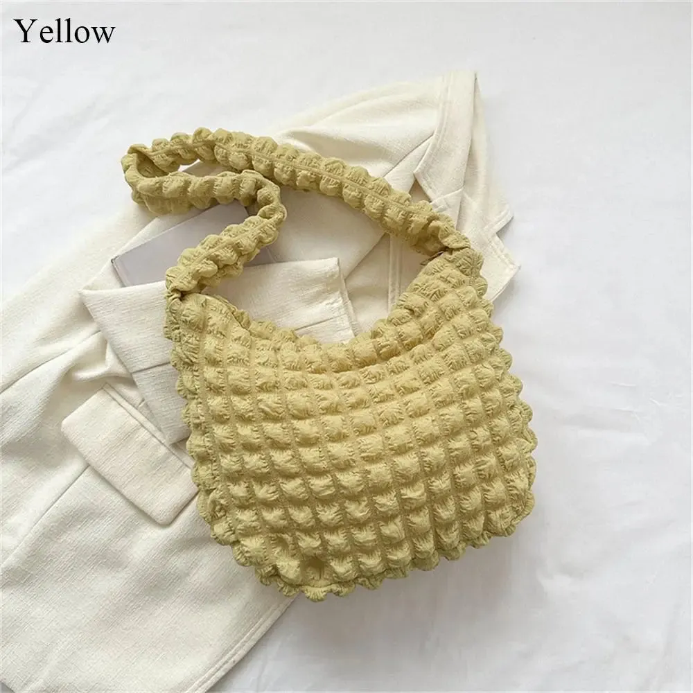 Uniwim Large Capacity Shoulder Bag Embroidered Plaid Quilted Crossbody Bag Underarm Bag Tote Bag Tote Bag Pleated Bubbles Handbag