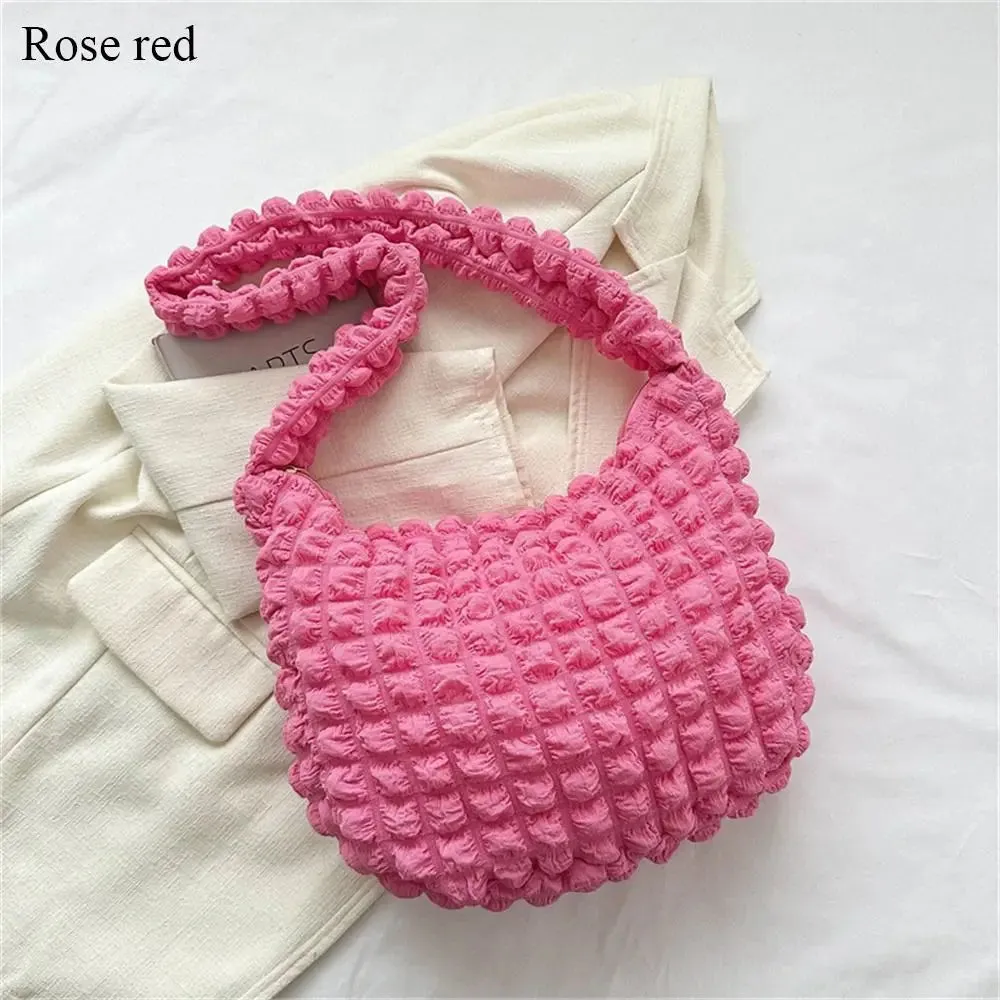 Uniwim Large Capacity Shoulder Bag Embroidered Plaid Quilted Crossbody Bag Underarm Bag Tote Bag Tote Bag Pleated Bubbles Handbag