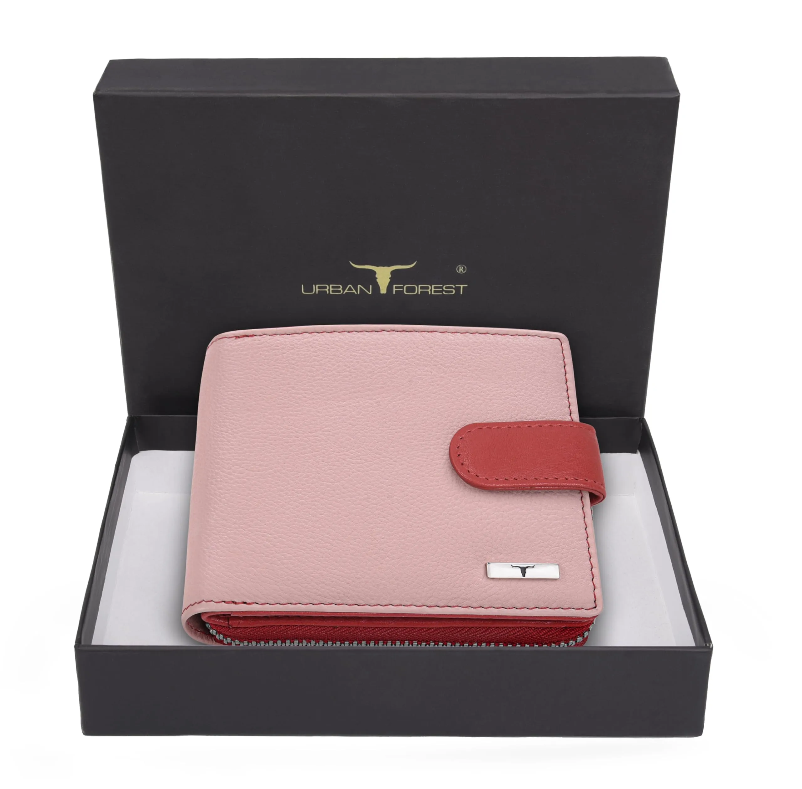 URBAN FOREST Luna Red/Pink Leather Wallet for Women