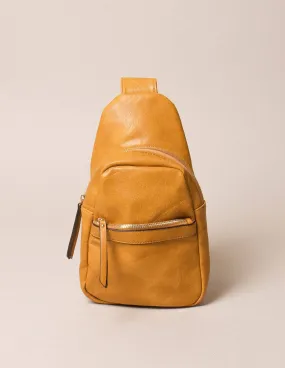 Vegan Leather Crossbody Shoulder Bag - Mustard