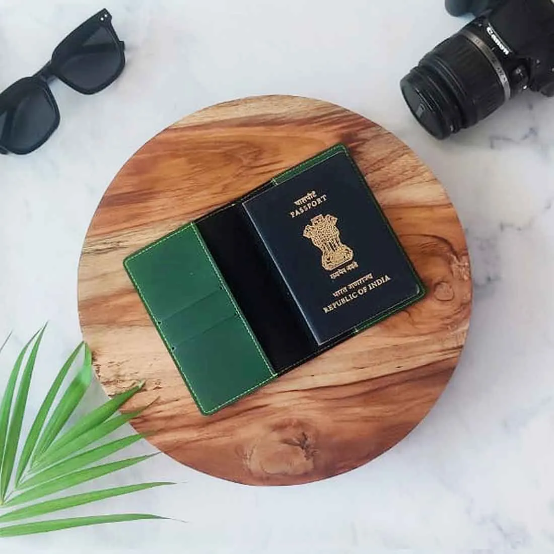 Vegan Leather Personalised Passport Cover for Men & Women - Monogram