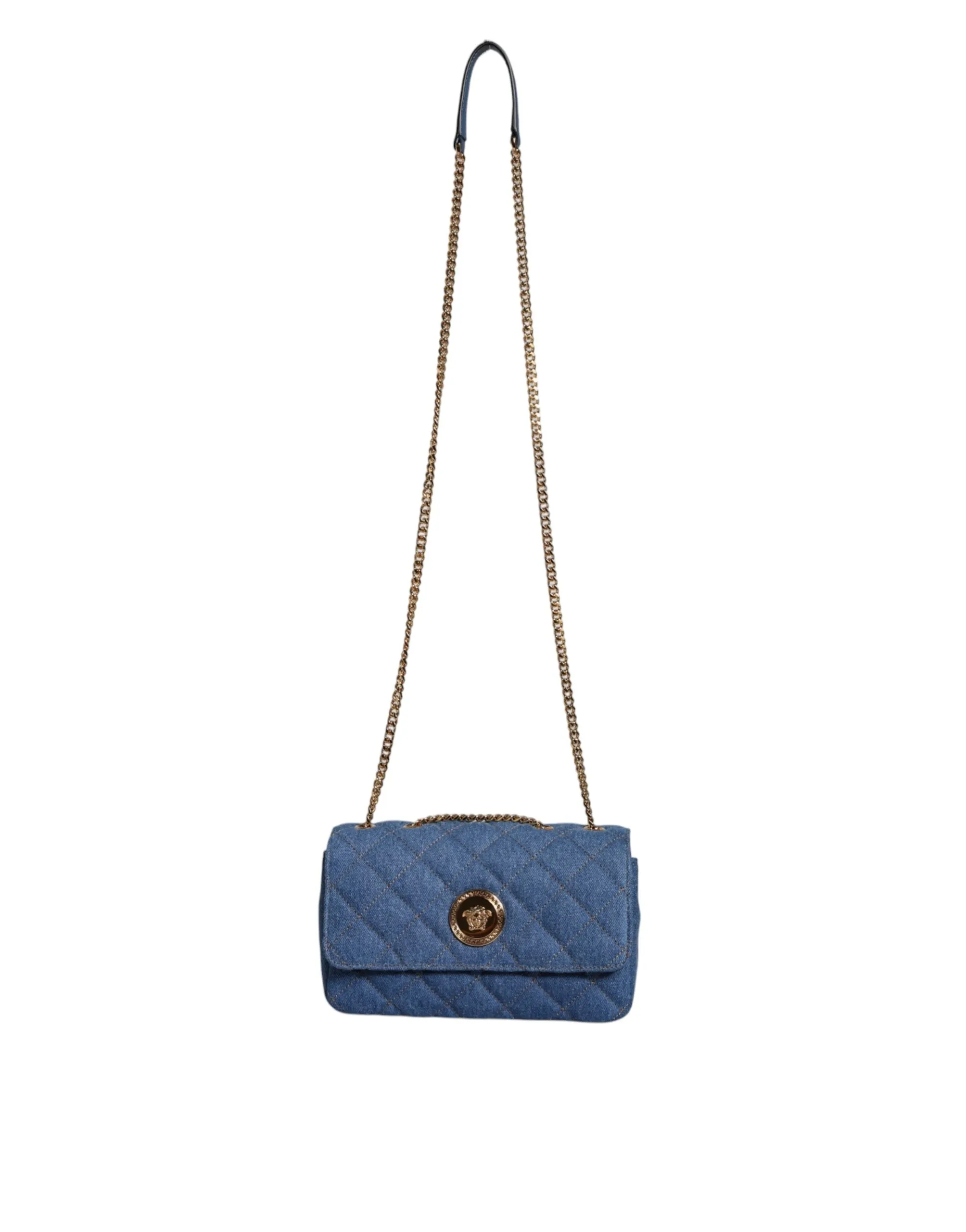 Versace Medusa Crossbody Bag In Blue Denim