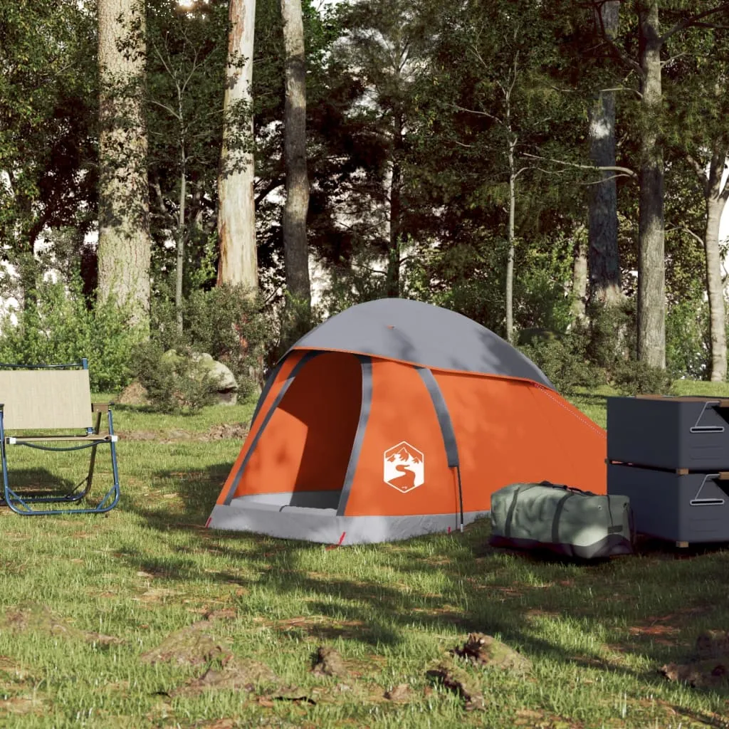 vidaXL Camping Tent Dome 1-Person Grey and Orange Waterproof