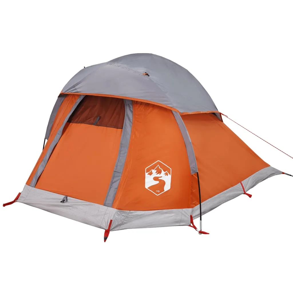 vidaXL Camping Tent Dome 1-Person Grey and Orange Waterproof