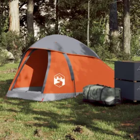 vidaXL Camping Tent Dome 1-Person Grey and Orange Waterproof