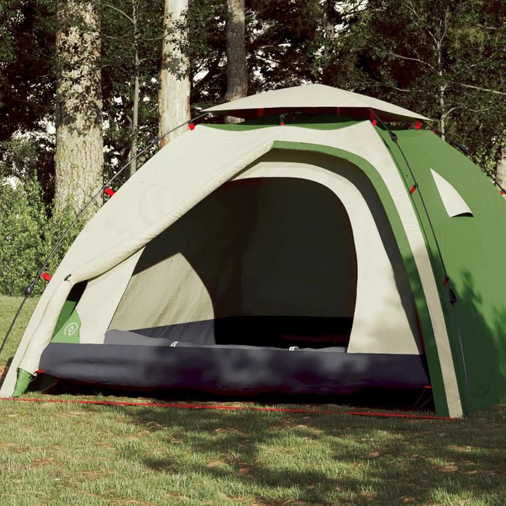 vidaXL Camping Tent Dome 4-Person Green Quick Release