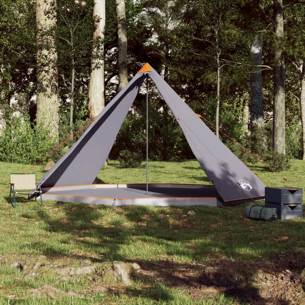 vidaXL Family Tent Tipi 8-Person Grey and Orange Waterproof